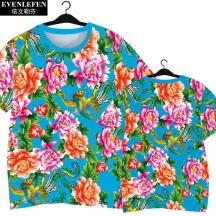 Northeast Floral Ethnic-Style Peony Festive Quick-Dry Short-Sleeve Shirt
