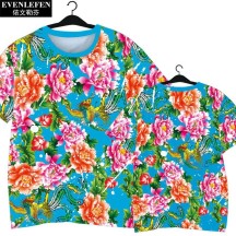 Northeast Floral Ethnic-Style Peony Festive Quick-Dry Short-Sleeve Shirt