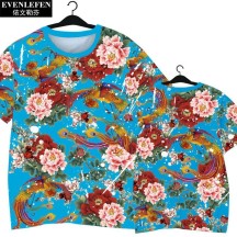 Northeast Floral Ethnic-Style Peony Festive Quick-Dry Short-Sleeve Shirt