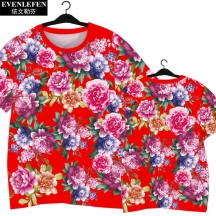 Northeast Floral Ethnic-Style Peony Festive Quick-Dry Short-Sleeve Shirt