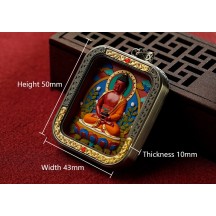Authentic cinnabar peer card pendant square