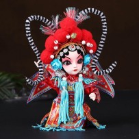 Handmade Silk Figurine Ornament – Peking Opera Mask and Character