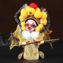 Handmade Silk Figurine Ornament – Peking Opera Mask and Character
