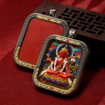 Authentic cinnabar peer card pendant square