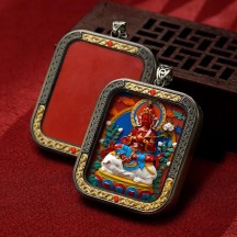 Authentic cinnabar peer card pendant square