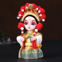 Handmade Silk Figurine Ornament – Peking Opera Mask and Character