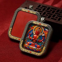 Authentic cinnabar peer card pendant square