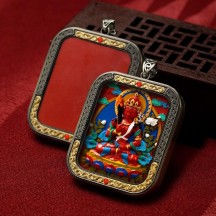 Authentic cinnabar peer card pendant square
