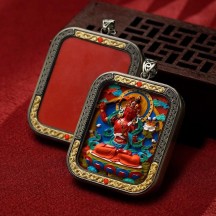 Authentic cinnabar peer card pendant square