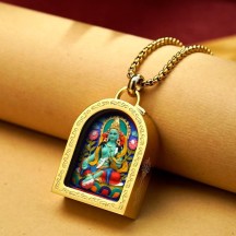 Tibetan style titanium steel three-dimensional thangka