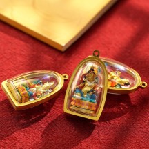 Hand-painted intangible cultural heritage thangka gold statue pendant