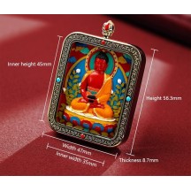 Vermillion three-dimensional thangka pendant hand-painted