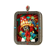 Vermillion three-dimensional thangka pendant hand-painted