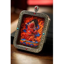 Vermillion three-dimensional thangka pendant hand-painted