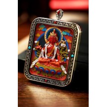 Vermillion three-dimensional thangka pendant hand-painted