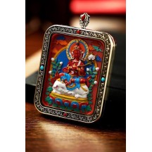 Vermillion three-dimensional thangka pendant hand-painted
