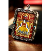 Vermillion three-dimensional thangka pendant hand-painted