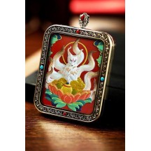 Vermillion three-dimensional thangka pendant hand-painted