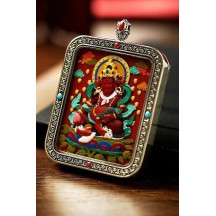Vermillion three-dimensional thangka pendant hand-painted
