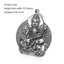 Silver Vajra Pendant with Eight Guardian Gods of the Twelve Zodiac Signs