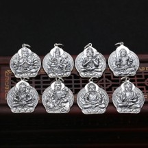 Silver Vajra Pendant with Eight Guardian Gods of the Twelve Zodiac Signs
