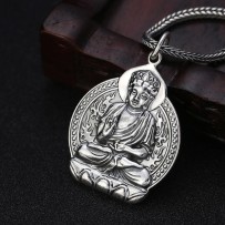 Silver Vajra Pendant with Eight Guardian Gods of the Twelve Zodiac Signs