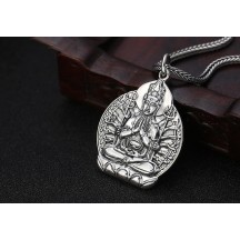Silver Vajra Pendant with Eight Guardian Gods of the Twelve Zodiac Signs