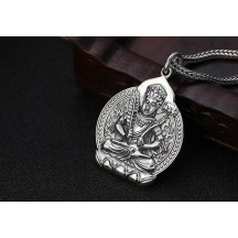 Silver Vajra Pendant with Eight Guardian Gods of the Twelve Zodiac Signs