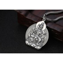 Silver Vajra Pendant with Eight Guardian Gods of the Twelve Zodiac Signs