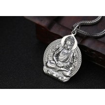Silver Vajra Pendant with Eight Guardian Gods of the Twelve Zodiac Signs