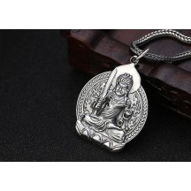 Silver Vajra Pendant with Eight Guardian Gods of the Twelve Zodiac Signs