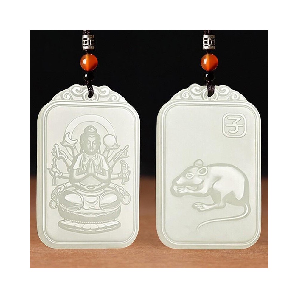 Hetian white jade zodiac guardian pendant Hetian white jade zodiac guardian pendant