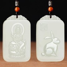 Hetian white jade zodiac guardian pendant