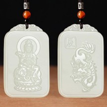 Hetian white jade zodiac guardian pendant