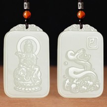 Hetian white jade zodiac guardian pendant