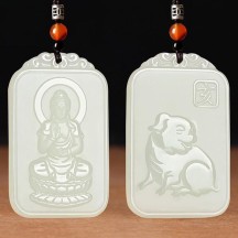 Hetian white jade zodiac guardian pendant