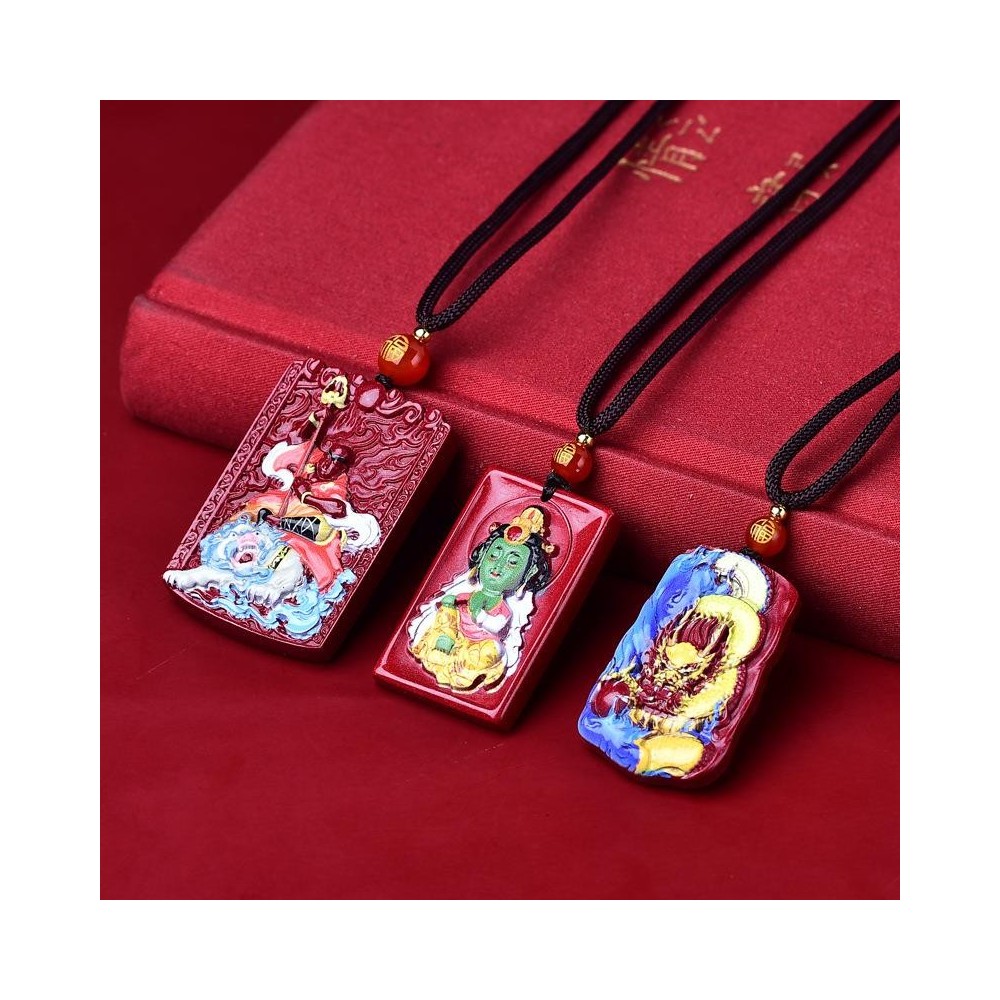 Natural cinnabar dragon pendant painted pendant Natural cinnabar dragon pendant painted pendant
