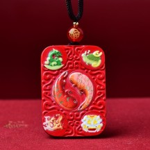 Natural cinnabar dragon pendant painted pendant