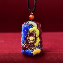 Natural cinnabar dragon pendant painted pendant
