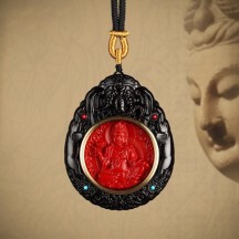 Zodiac Buddha Pendant Cinnabar Ebony Buddha Amulet Necklace Car Hanging