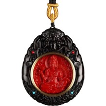 Zodiac Buddha Pendant Cinnabar Ebony Buddha Amulet Necklace Car Hanging