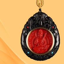 Zodiac Buddha Pendant Cinnabar Ebony Buddha Amulet Necklace Car Hanging