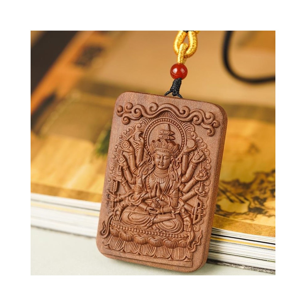 Solid wood carved zodiac guardian deity pendant Solid wood carved zodiac guardian deity pendant