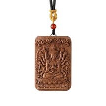 Solid wood carved zodiac guardian deity pendant