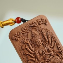 Solid wood carved zodiac guardian deity pendant