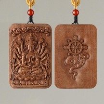 Solid wood carved zodiac guardian deity pendant