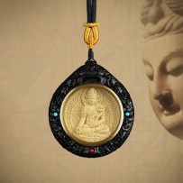 Ebony inlaid boxwood zodiac Buddha pendant