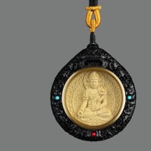 Ebony inlaid boxwood zodiac Buddha pendant