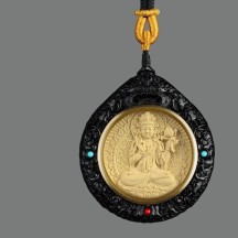 Ebony inlaid boxwood zodiac Buddha pendant