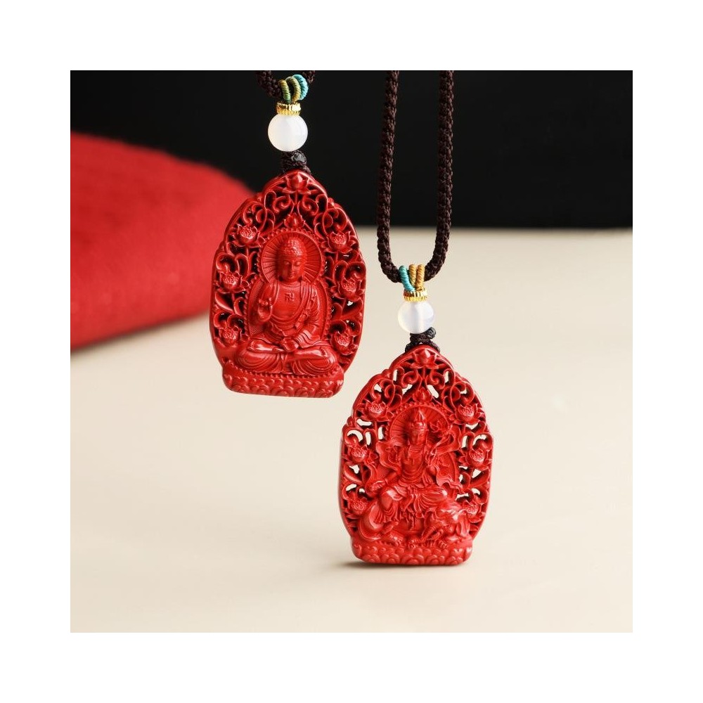 Natural cinnabar with high content of imperial sand, patron saint necklace Natural cinnabar with high content of imperial sand, patron saint necklace